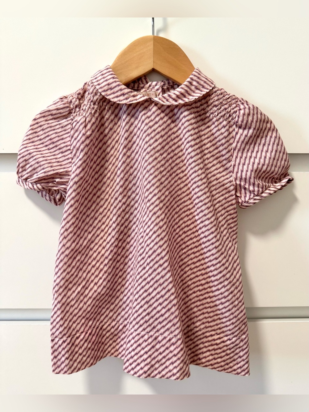 Vintage Stella McCartney Pink Striped Peter Pan Collar Top - Size: 4T